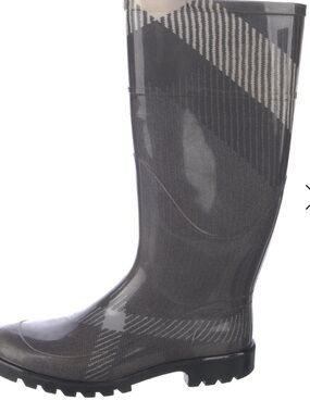 Burberry Gray Plaid Women's Rain Boot